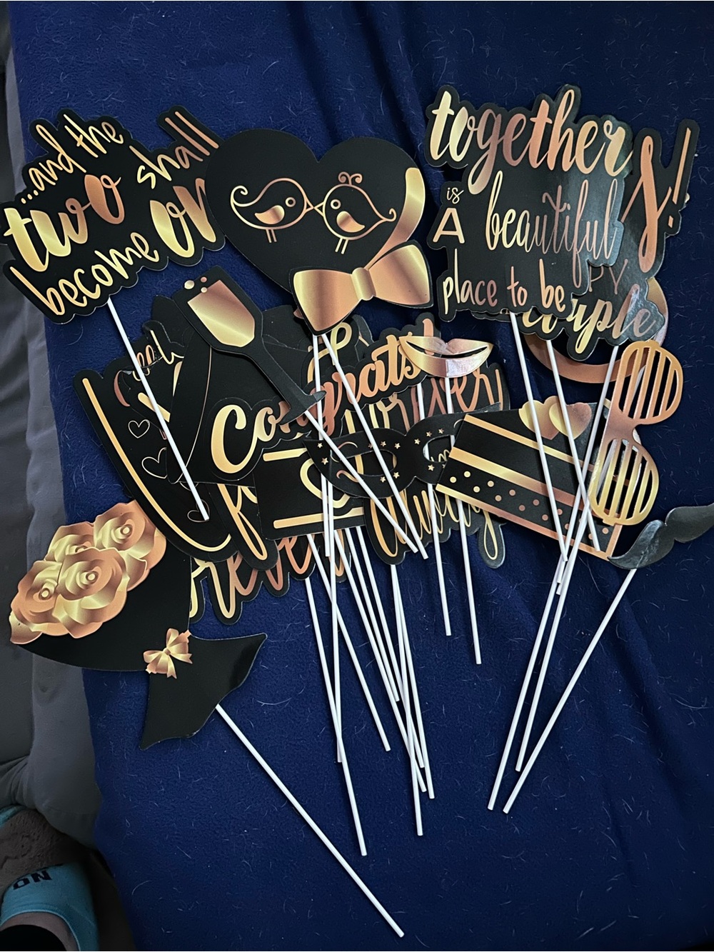 Party Photo Booth Props Set - Black and Rose Gold
